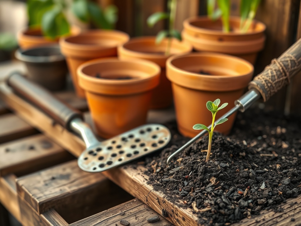 Potting shed and tools
